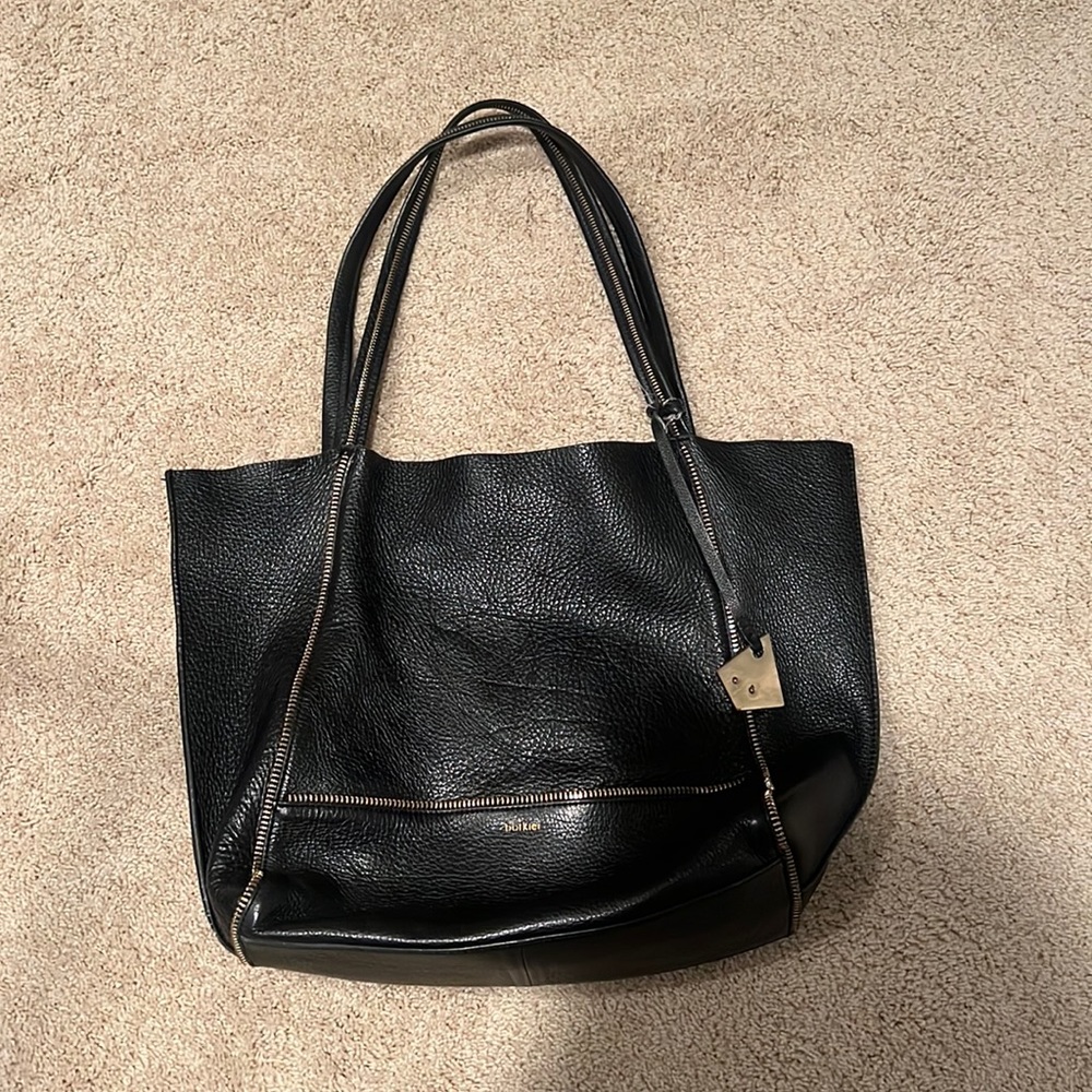 Black Leather Tote Bag